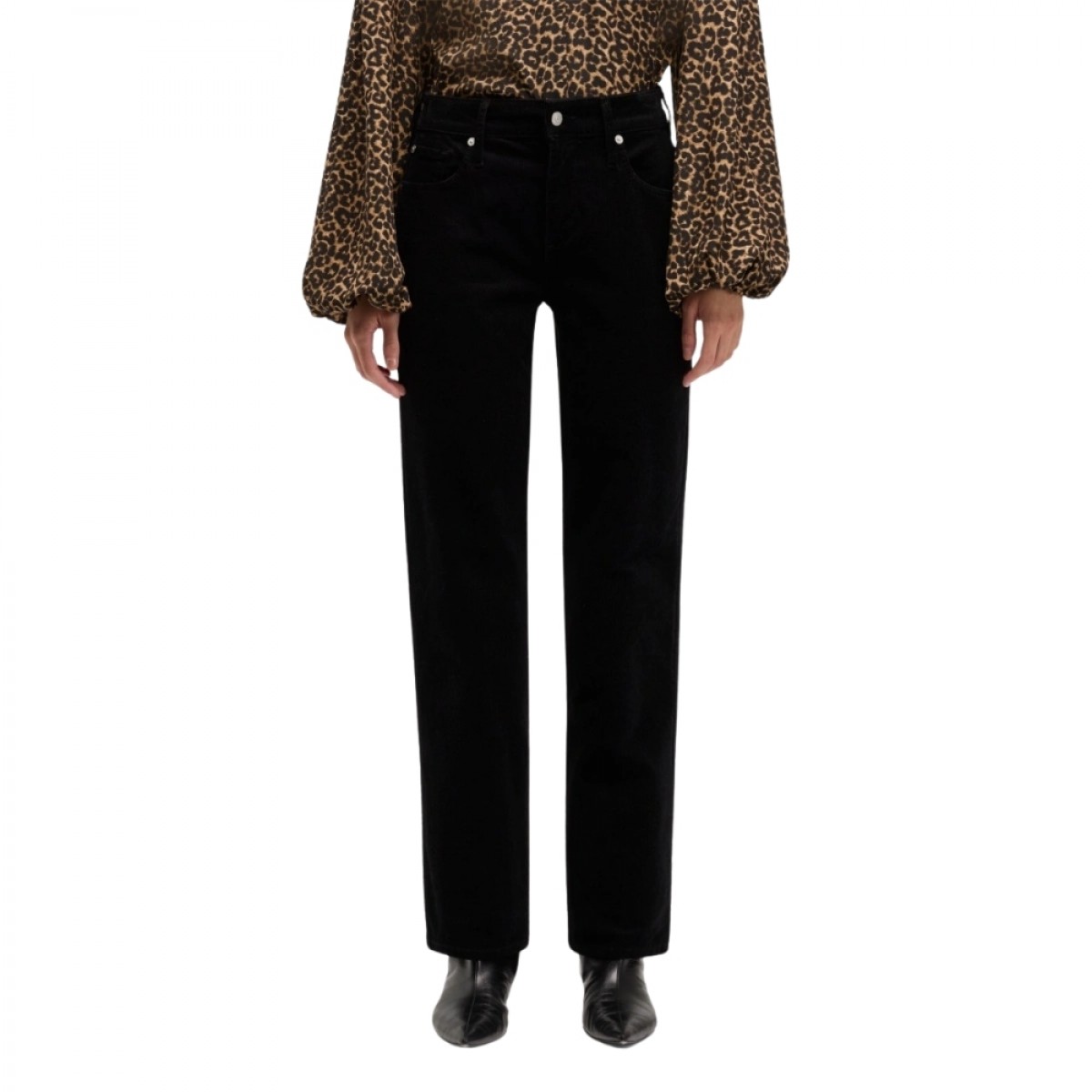 calie straight corduroy - black - model front