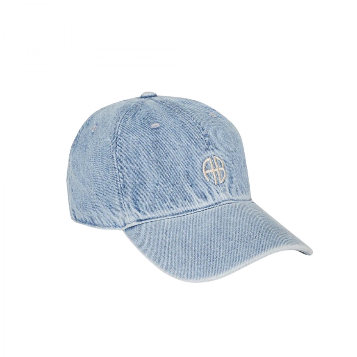 anine bing jeremy baseball cap - bleached blue denim - fra siden 
