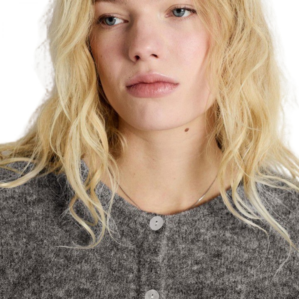 women's cardigan vitow - steel melange - hals 