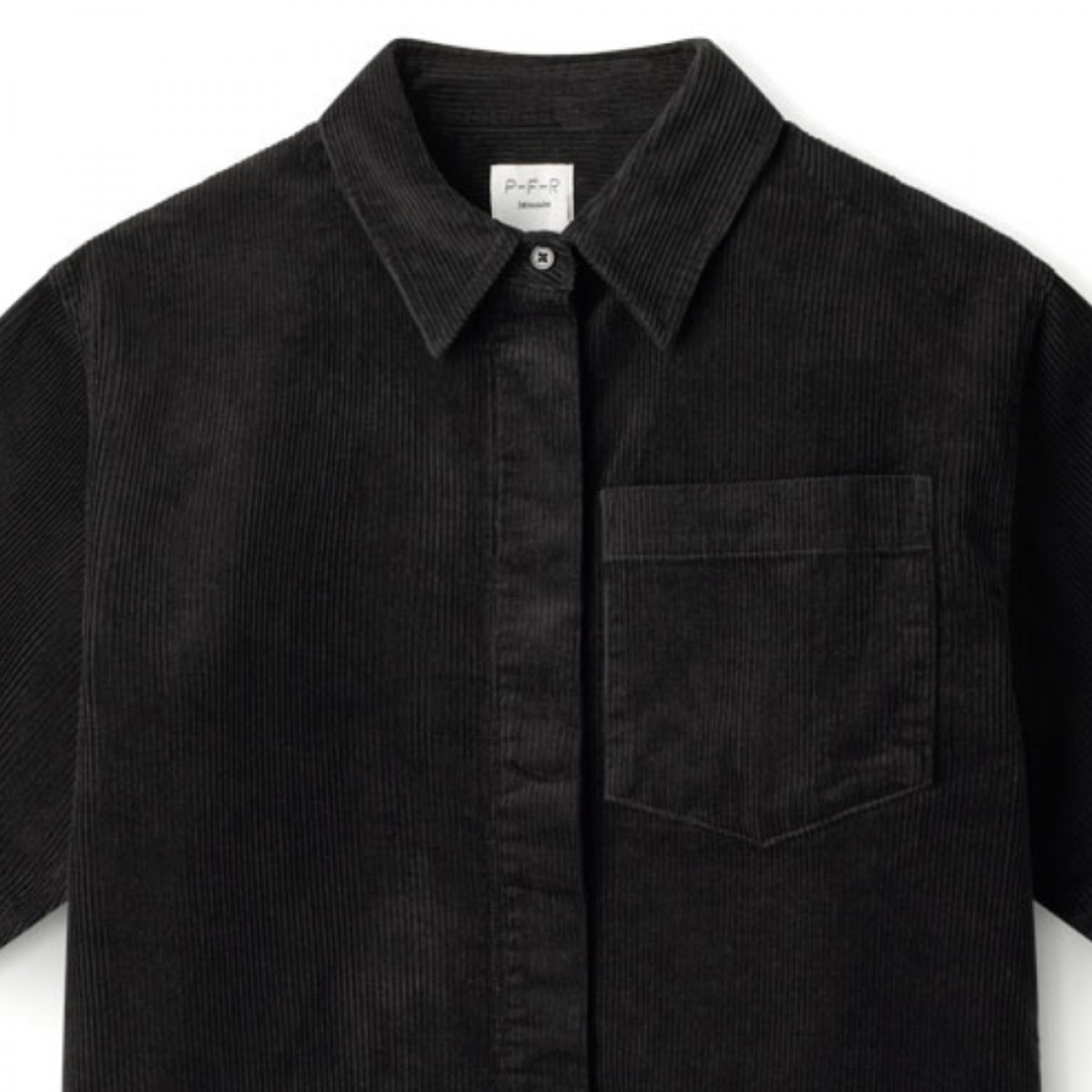 p-f-r ss shirt corduroy - black - lomme