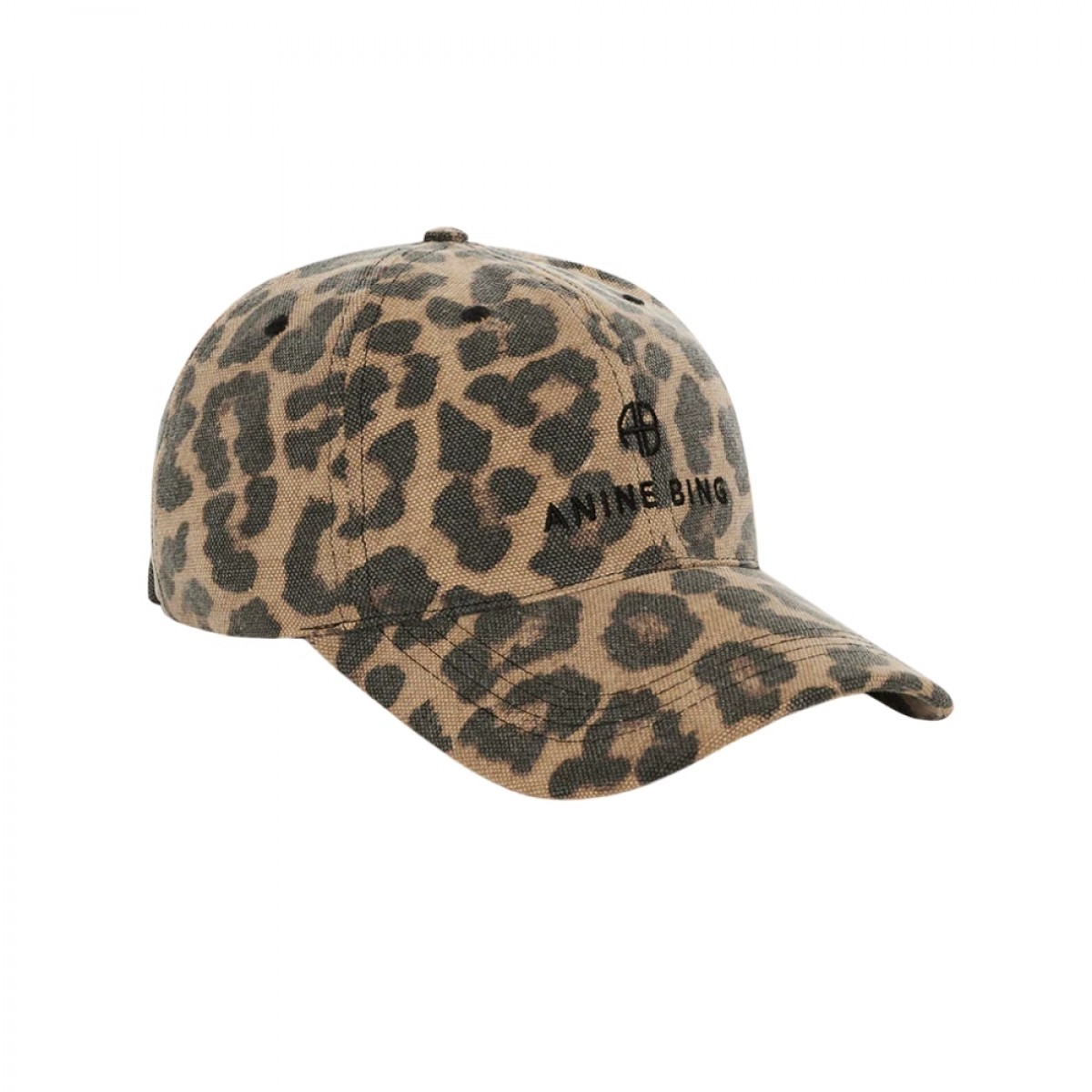 anine bing jeremy baseball cap - black and brown leopard - fra siden 