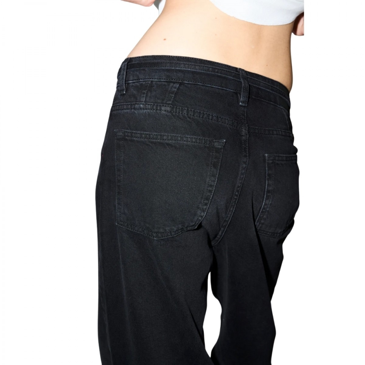 trw kaia slung belt jeans wash heritage - black - baglomme