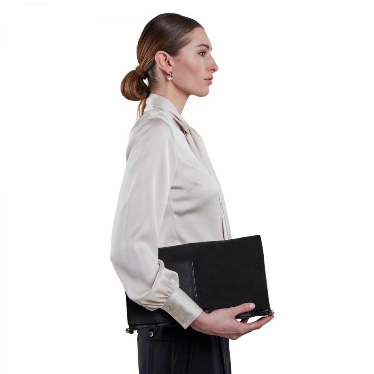 selma blouse bowtie flyfront - champagne - fra siden 
