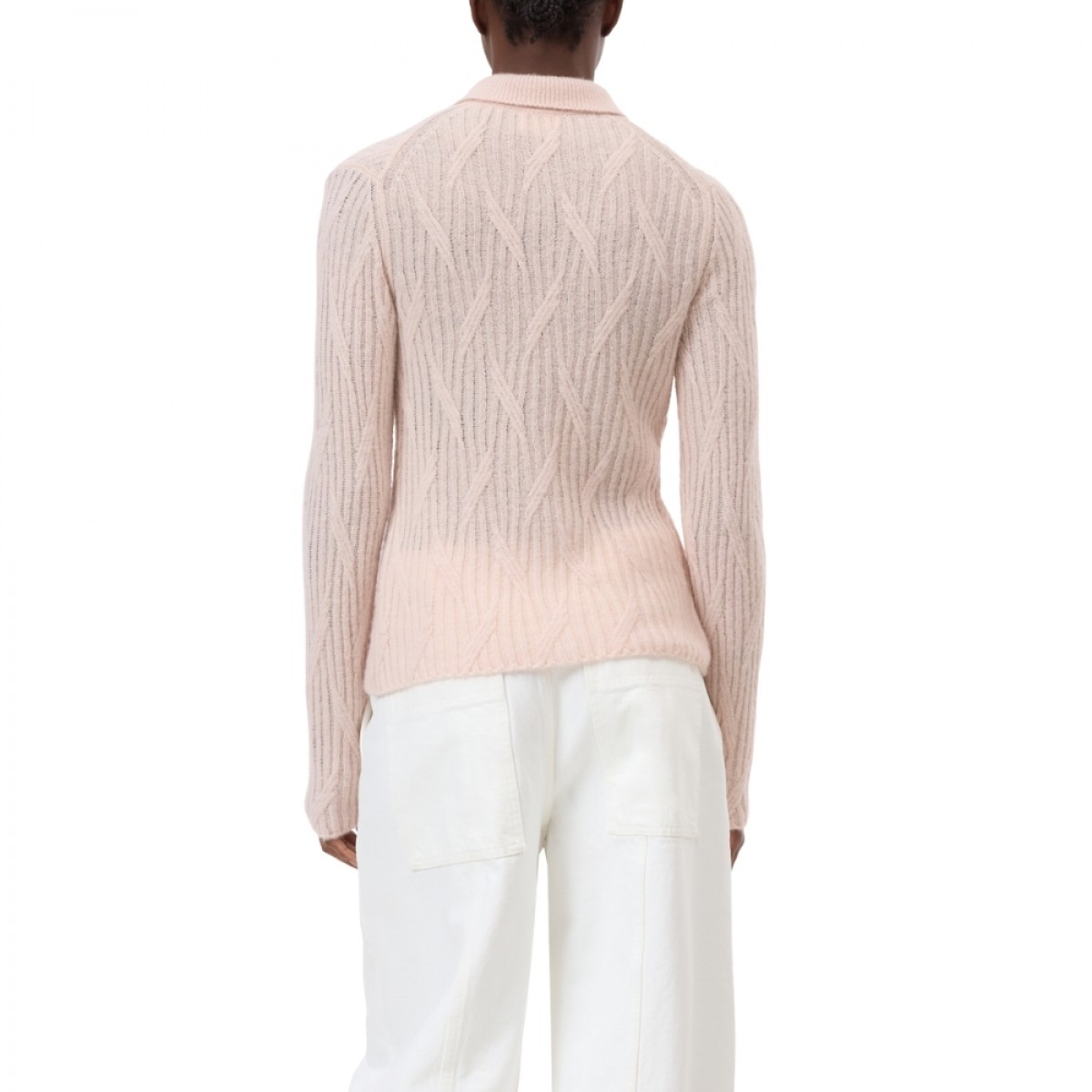 closed cardigan with collar - pale pink - ryg