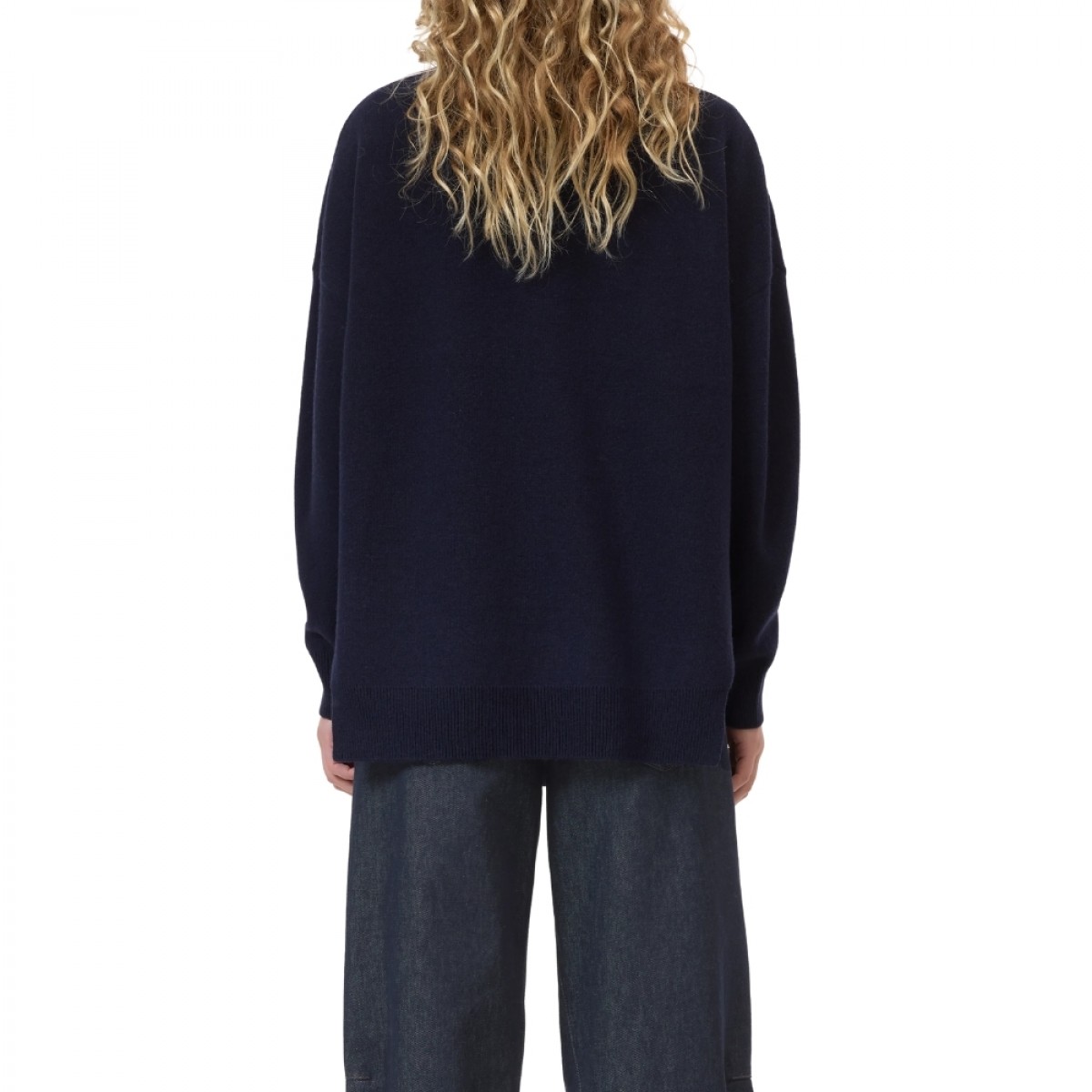 closed high neck long sleeve knit - dark night - ryg