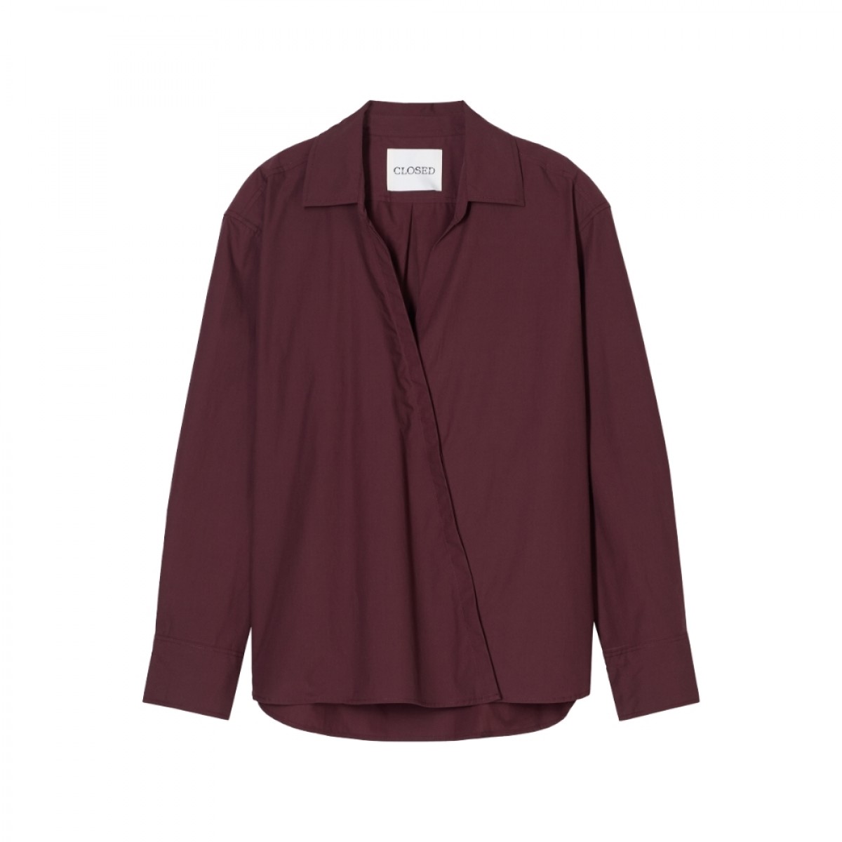 closed asymmetric shirt - dark raisin red