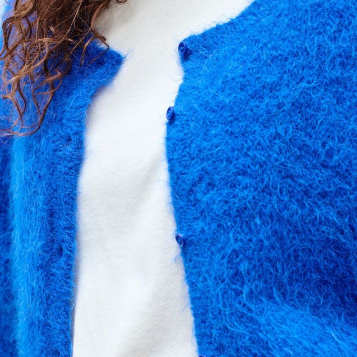 women's cardigan niby - royal blue melange - knapper