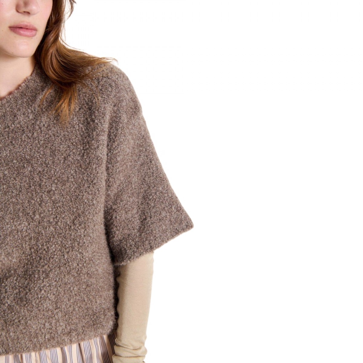 women's jumper zolly - taupe melange - ærme