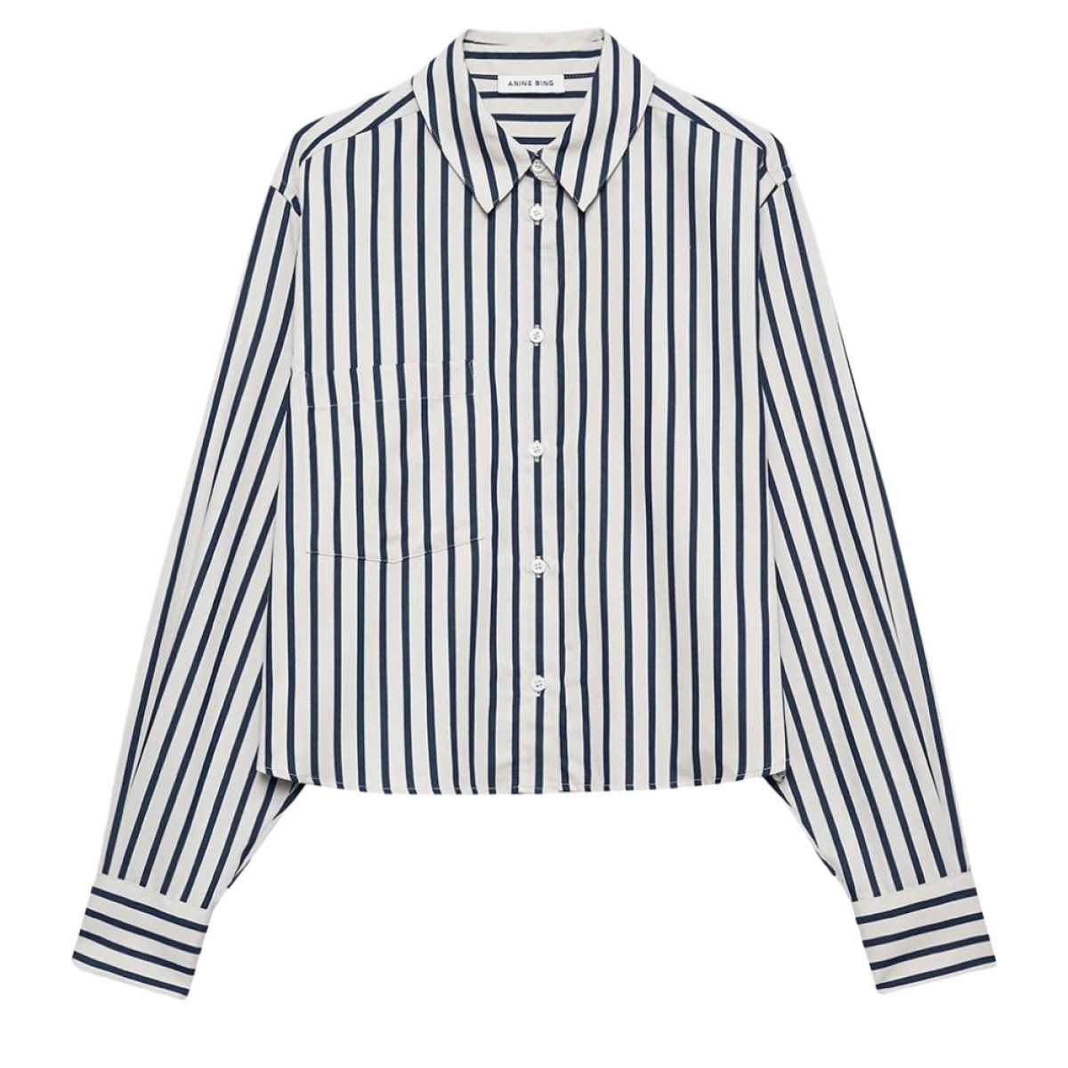 anine bing essie cropped shirt - maritime - front