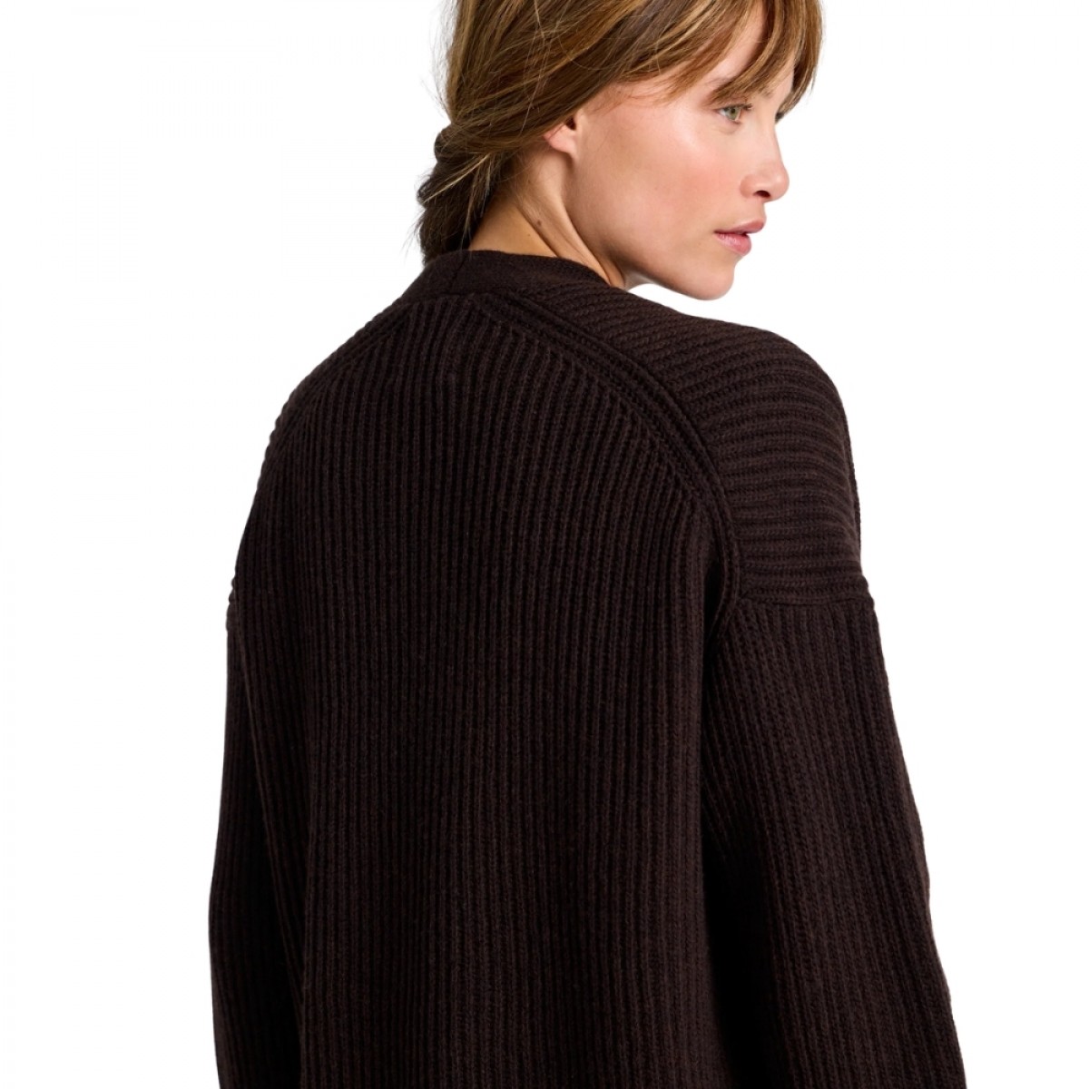 mette cardigan lambswool knit - mulch - fra siden 