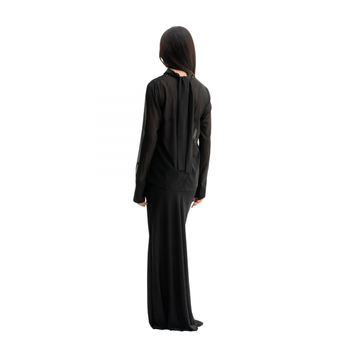 rika see through silk blouse - black - ryg
