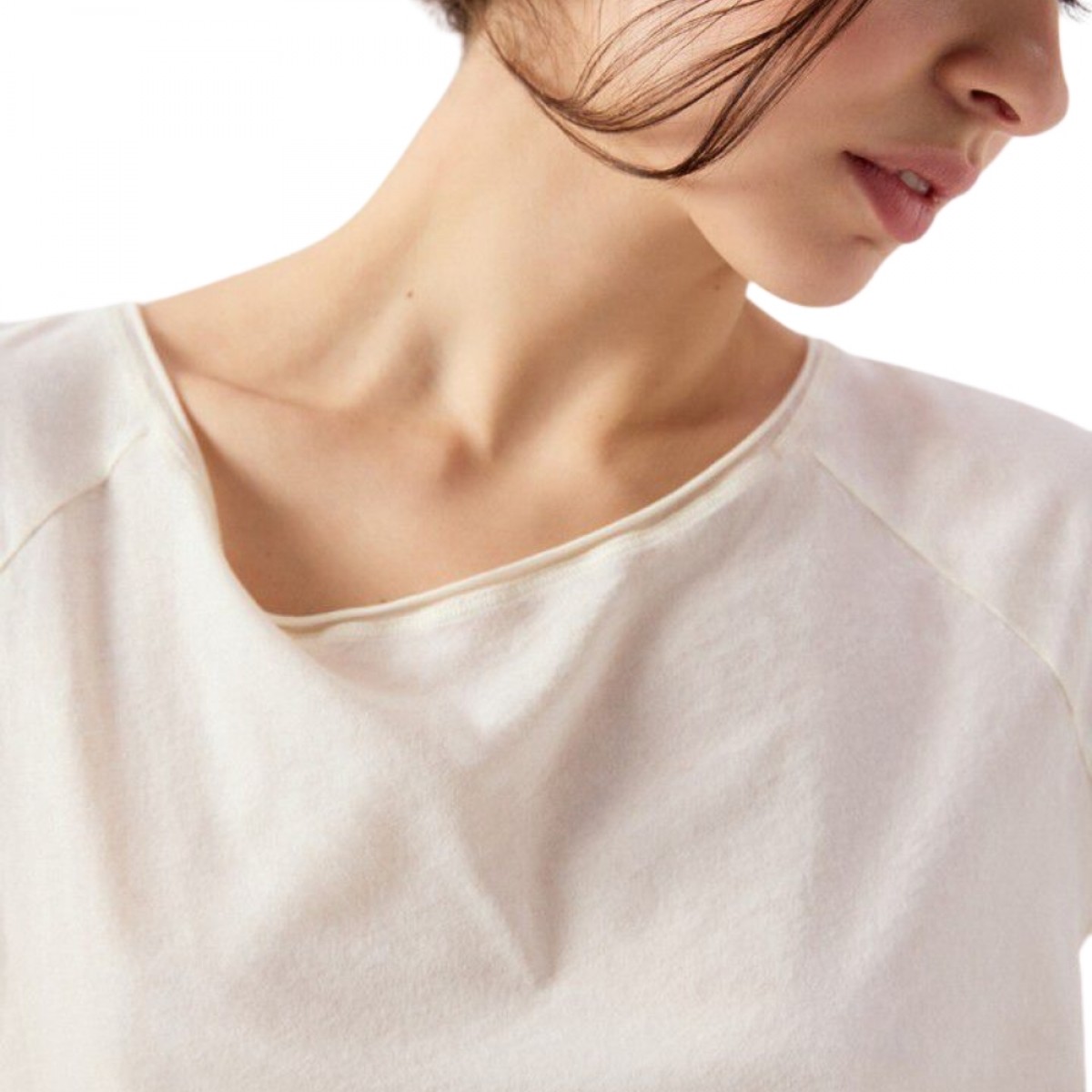 women's t-shirt laloom - ecru - hals 