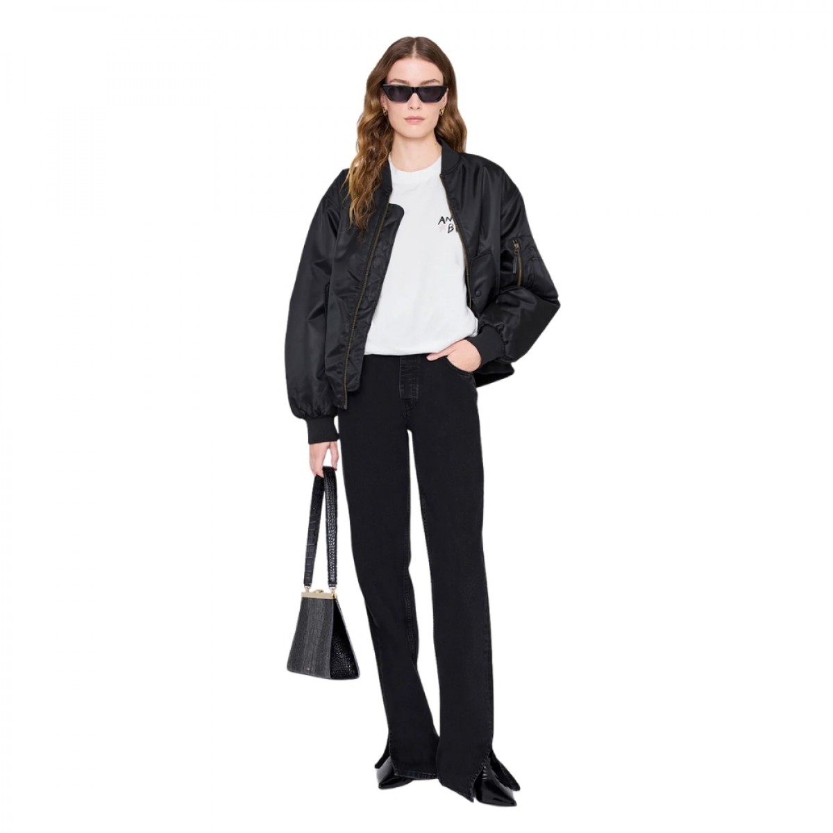 anine bing walker tee empowerment - ivory - look