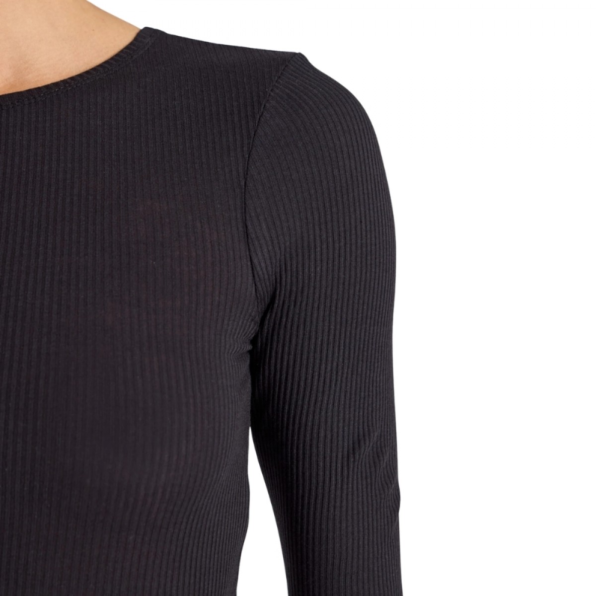 lise cotton top 3x2 rib knit - black - hals 