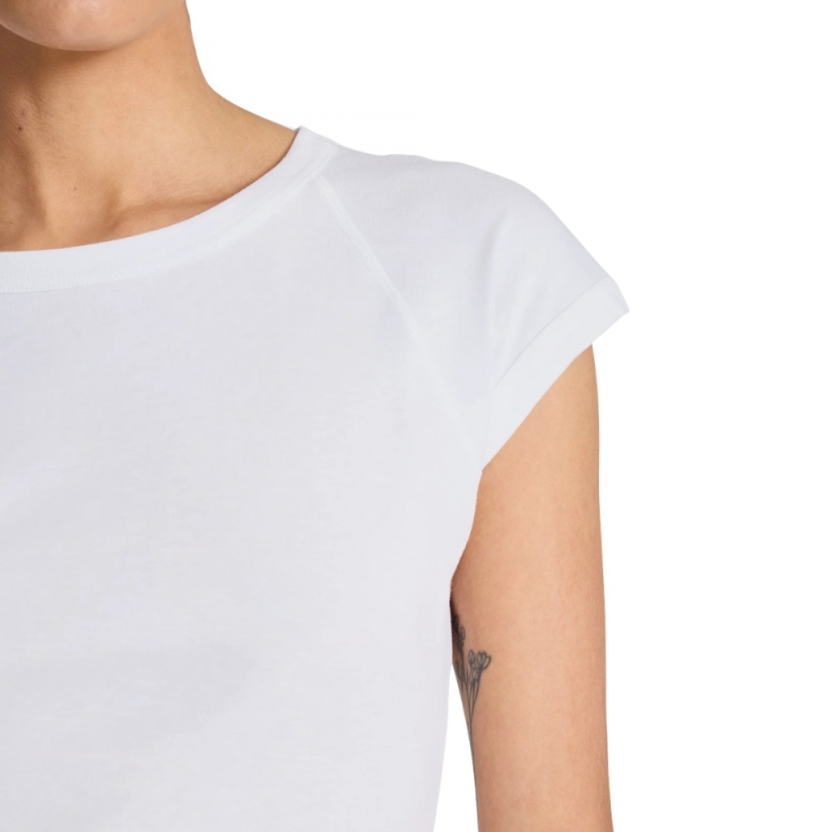 malou s/s cotton 1x1 rib tee - white - hals 