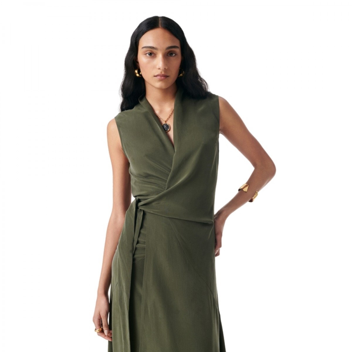 faye dress - kaki - hals 