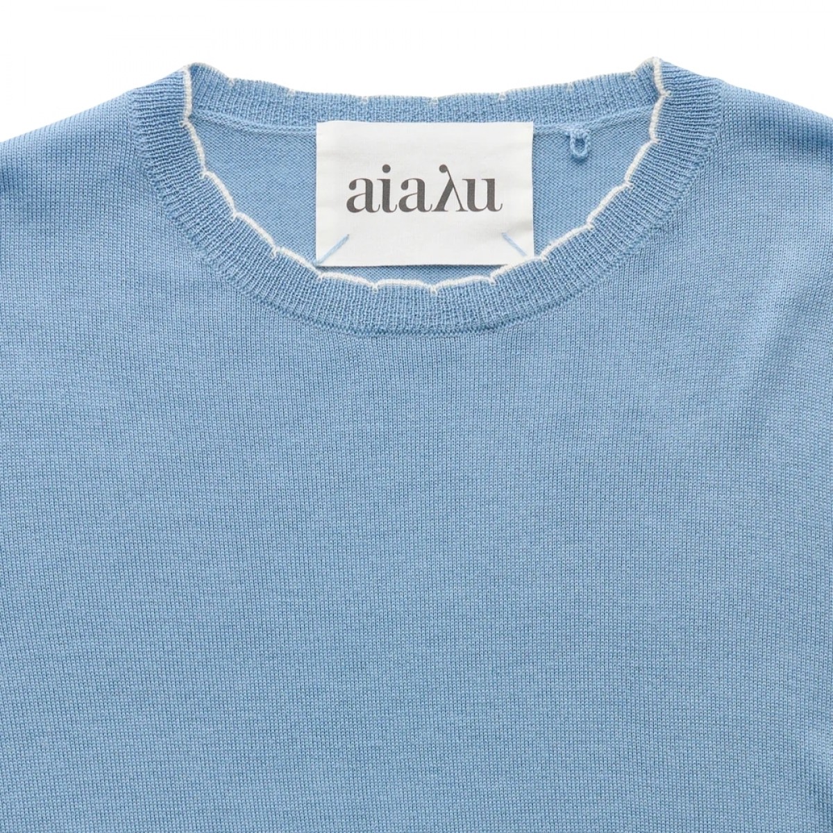 aiayu isha sweater - opal blue - hals