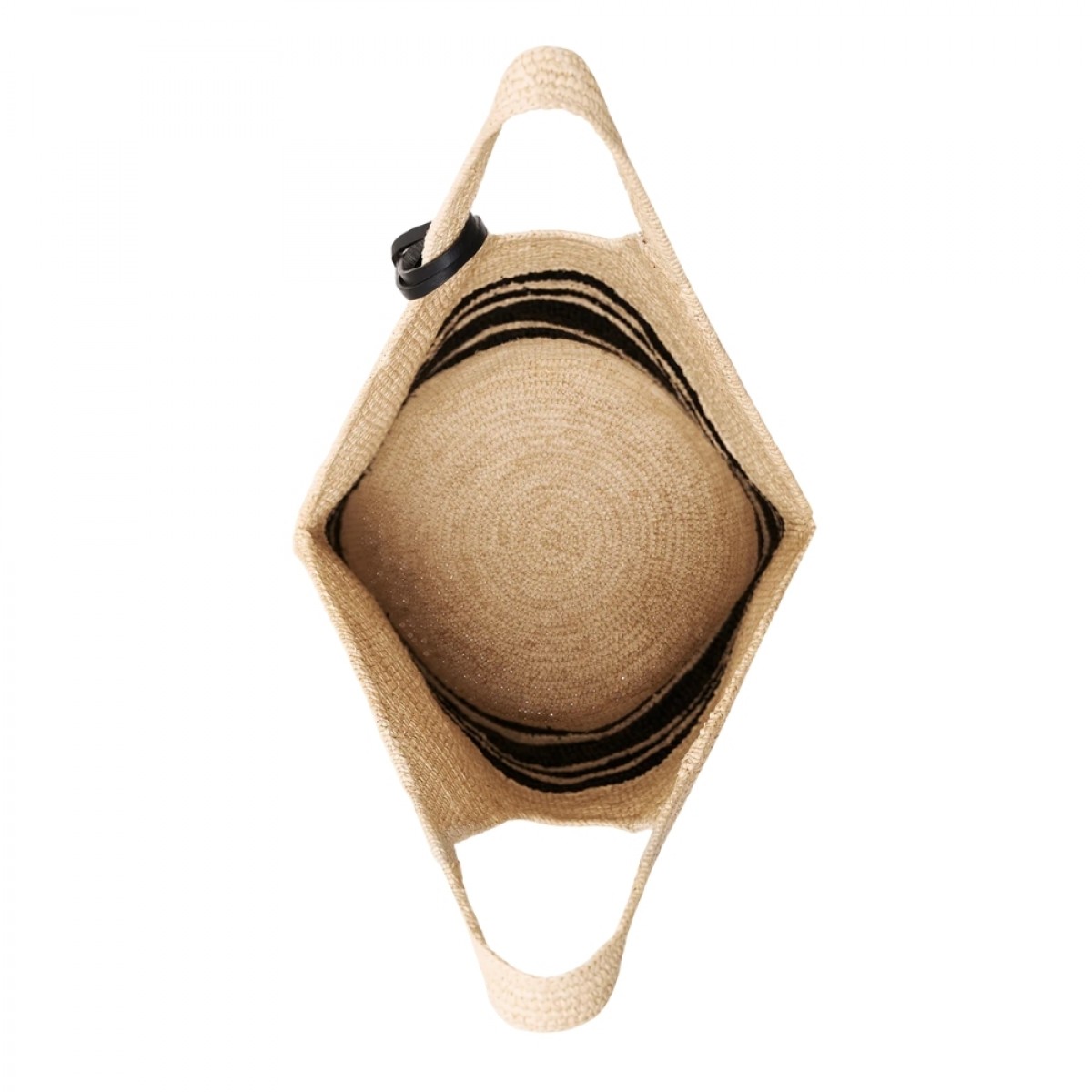 anine bing leah stripes hobo raffia - black and natural stripe - oppefra 
