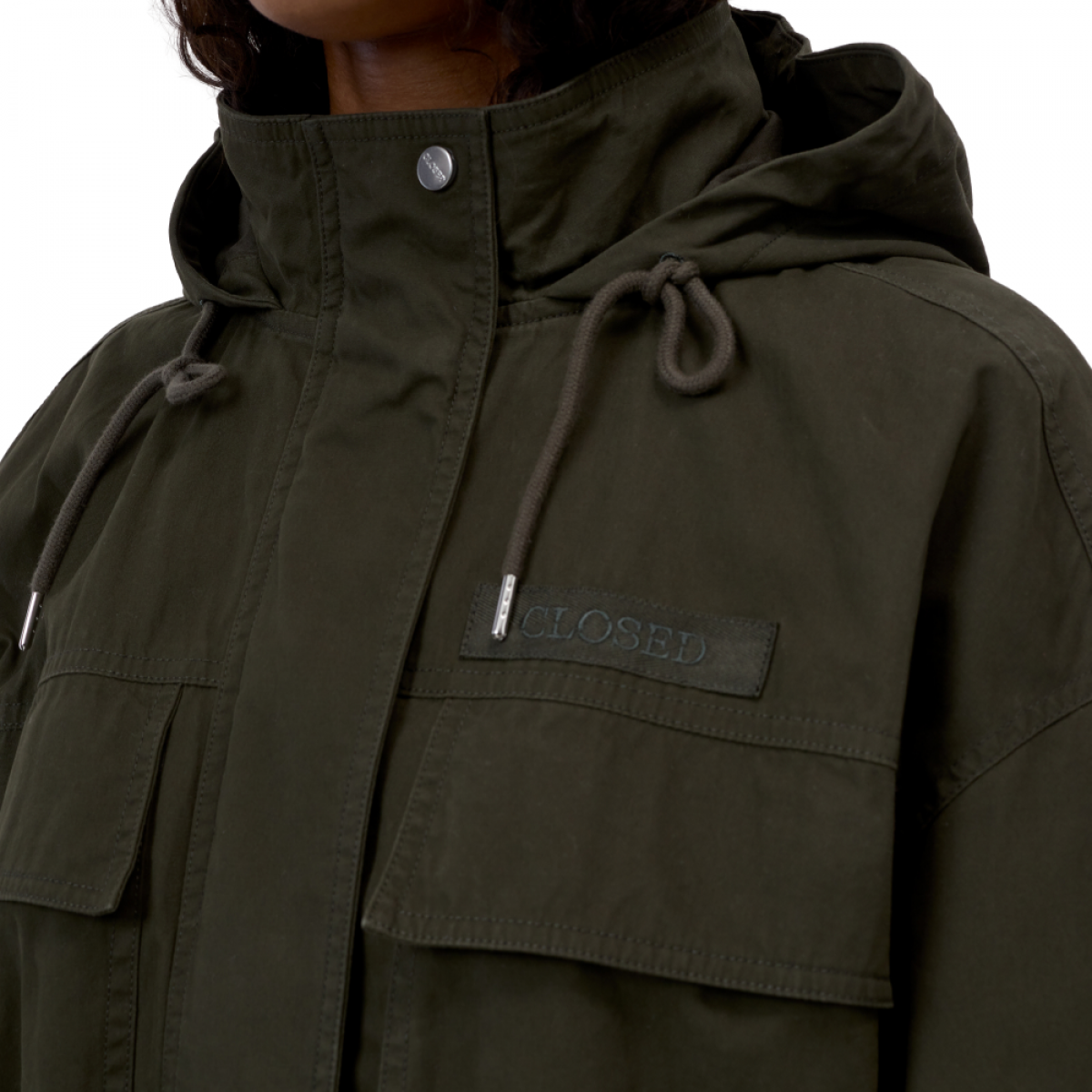 closed cotton parka - dark olive green - logo