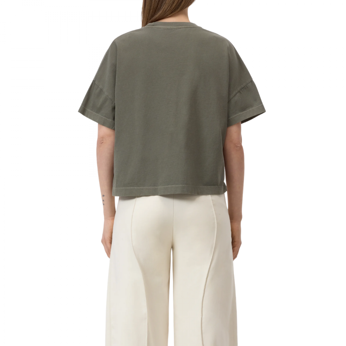 closed cropped t-shirt - cypress green - ryg