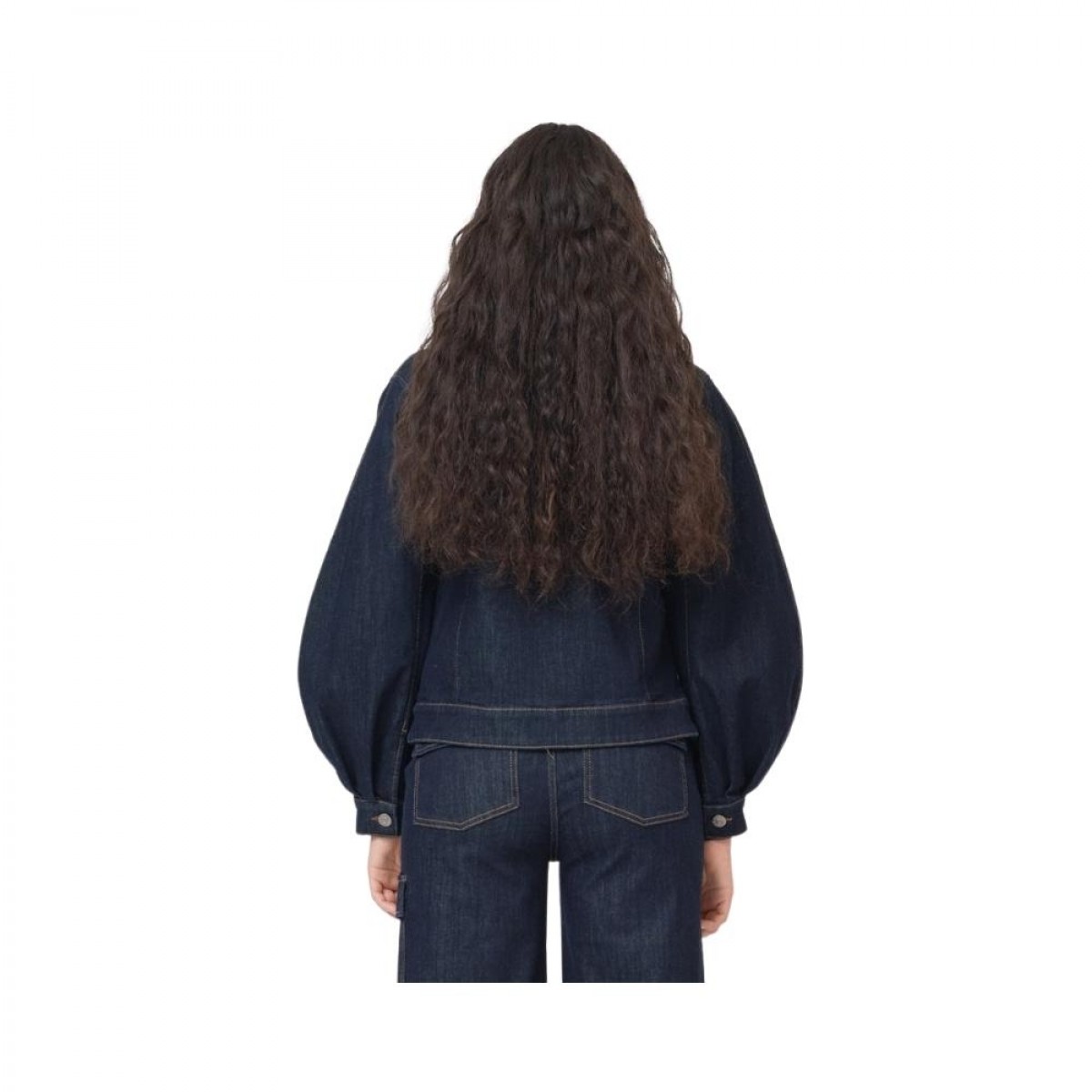 greta zip jacket - denim blue - model ryg