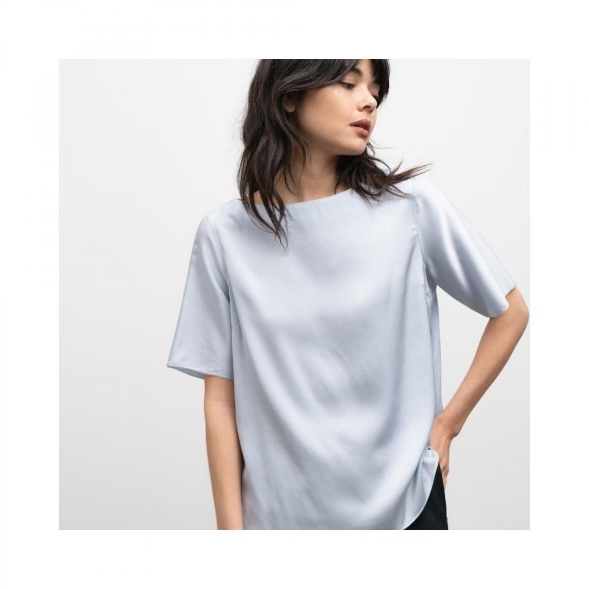 yoli blouse - light blue - ærme detalje
