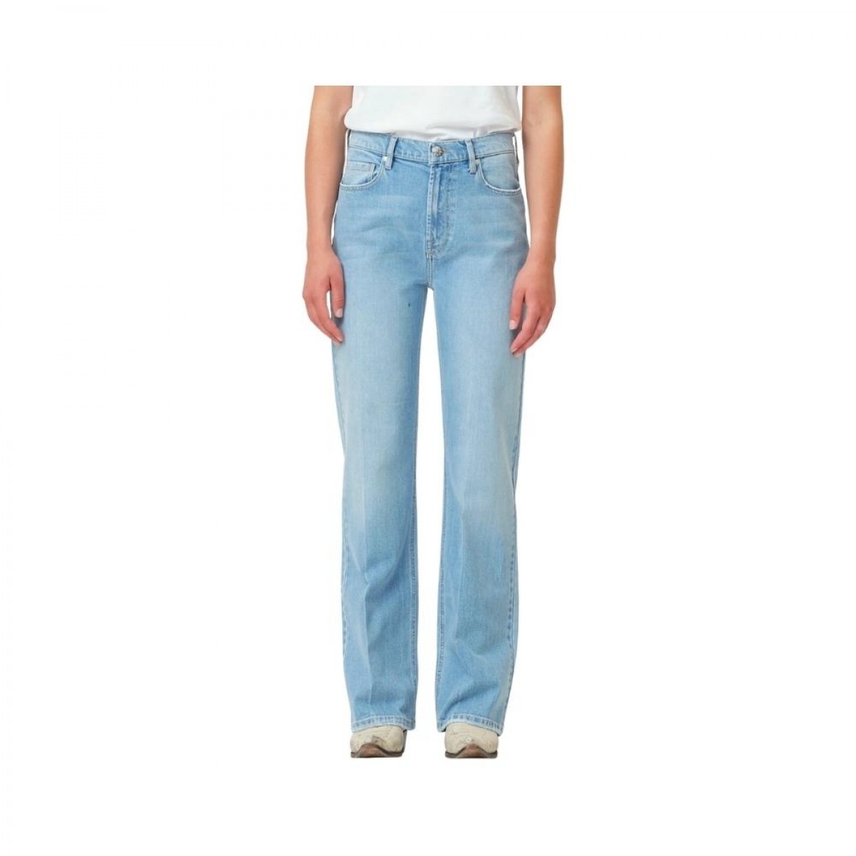 brown straight jeans - denim blue - front detalje