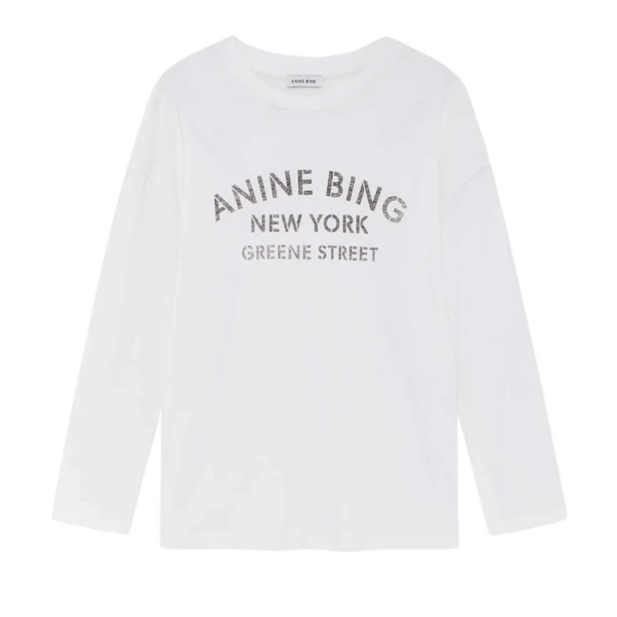 anine bing ivan long sleeve new york stencil - ivory