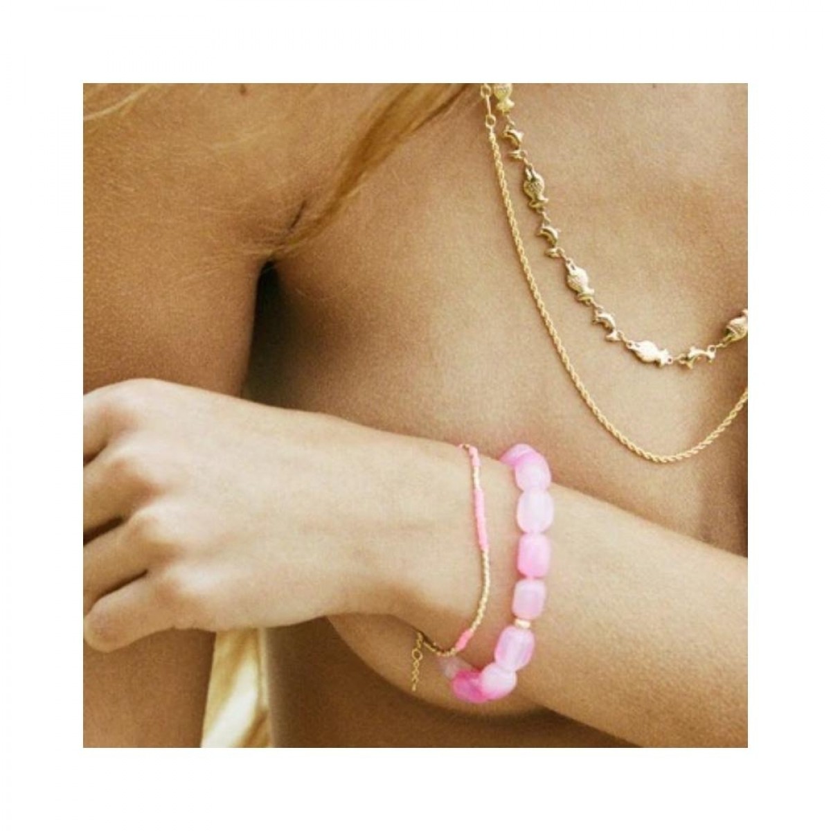 anni lu pink lake bracelet - pink - model front