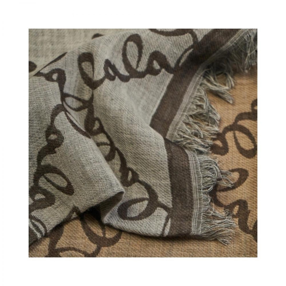 scarf aniska - brown camel - print