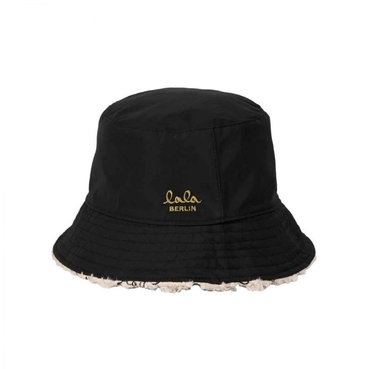 reversible bucket hat holly - mono lala shearling white - sort front