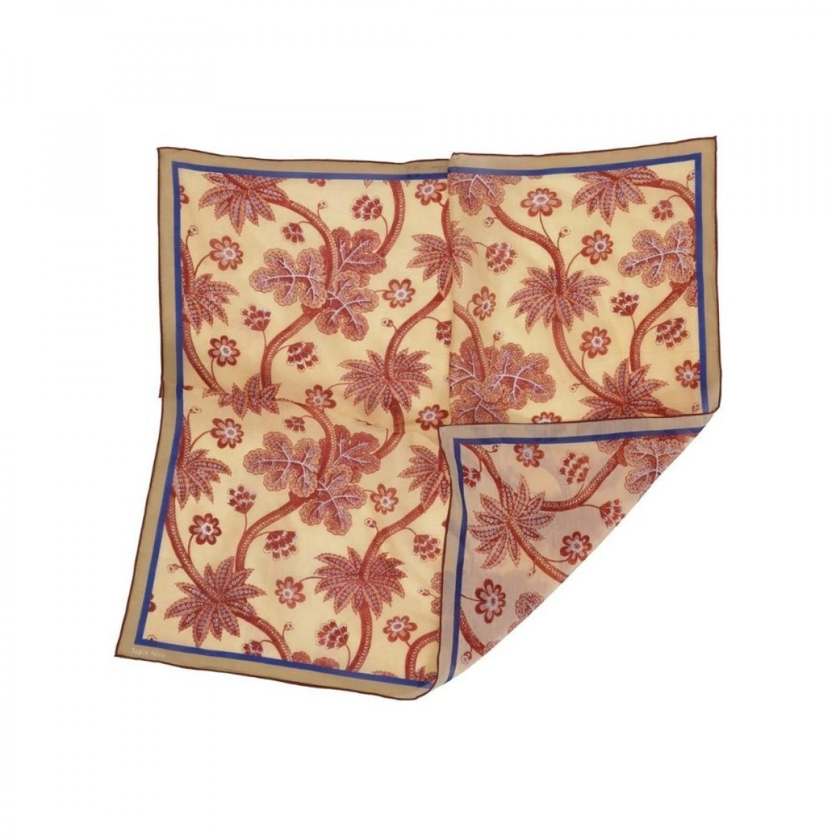 light brown flower scarf - floral - foldet langtfra 
