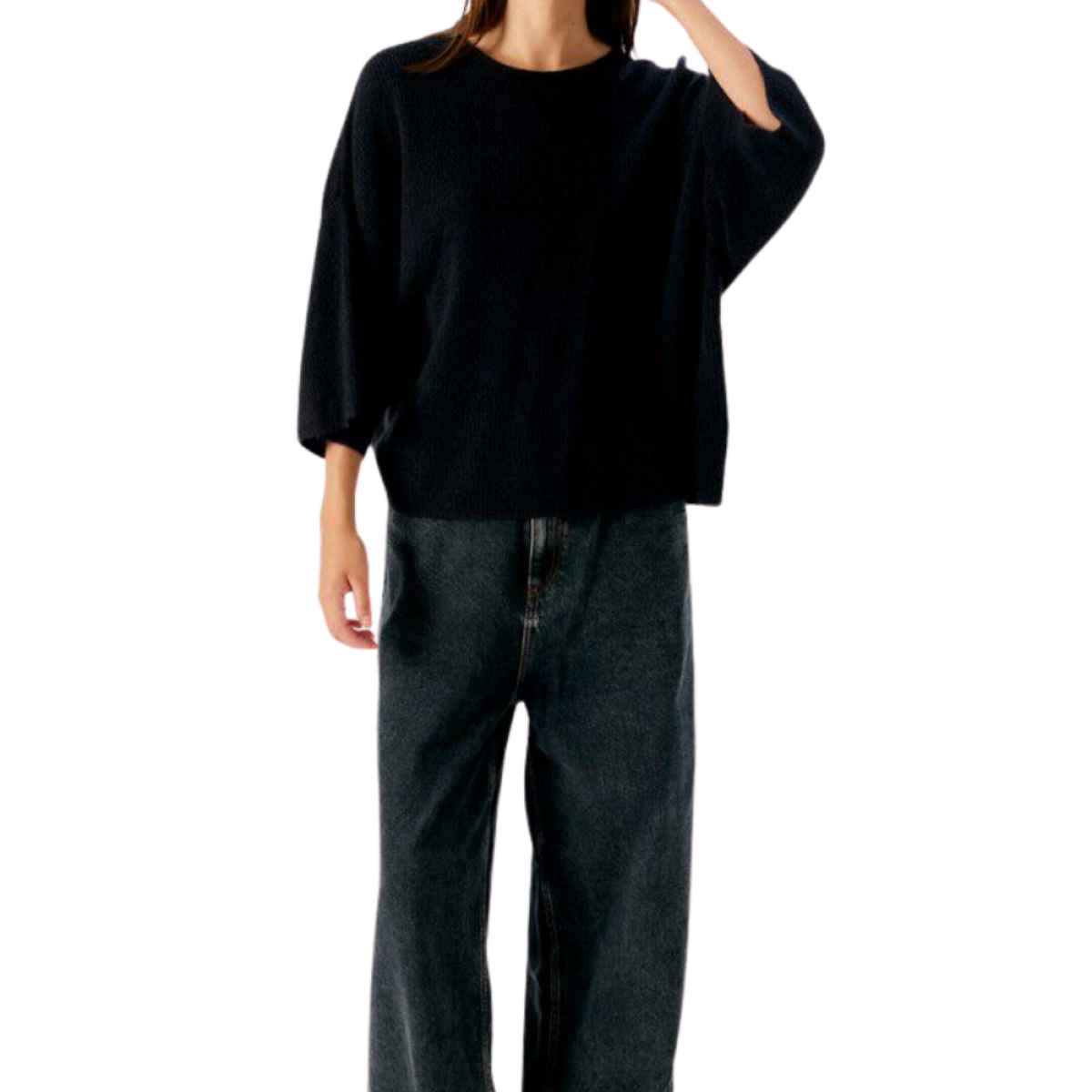 women's sweater damsville - black - model front