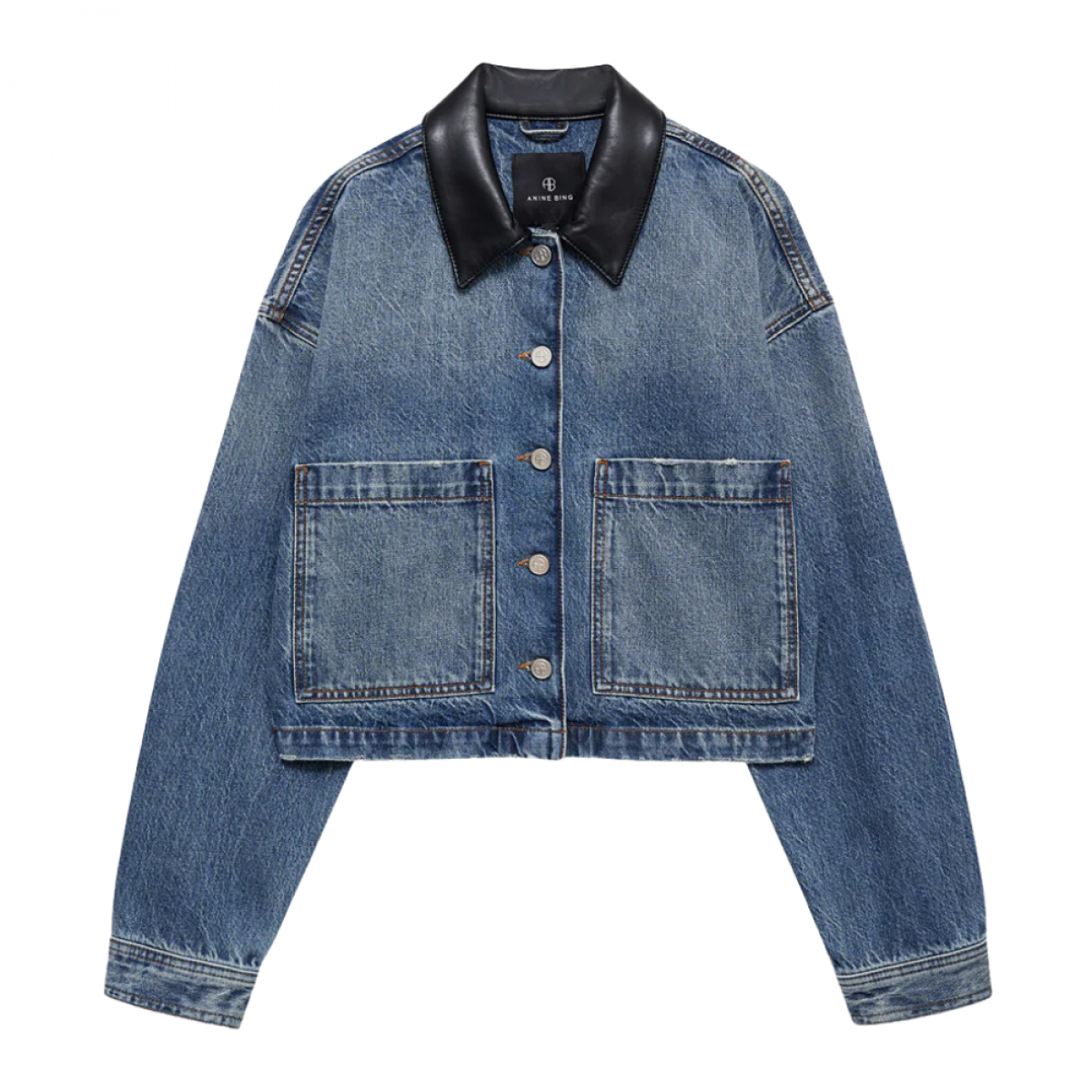 anine bing yuma jacket - cabana blue - front