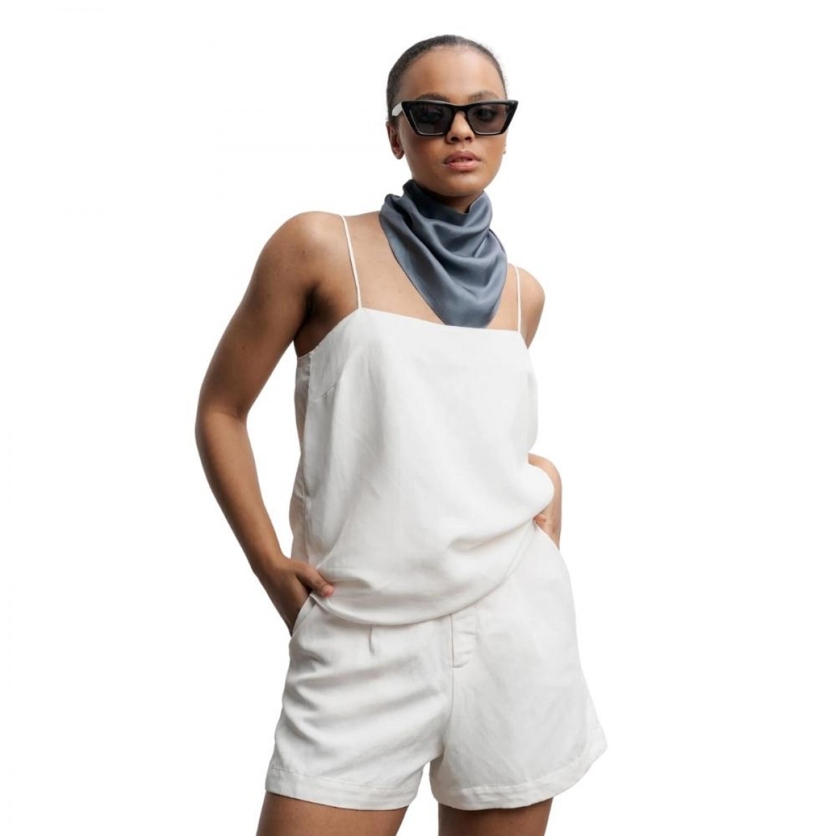 noma linen shorts - off white - model front