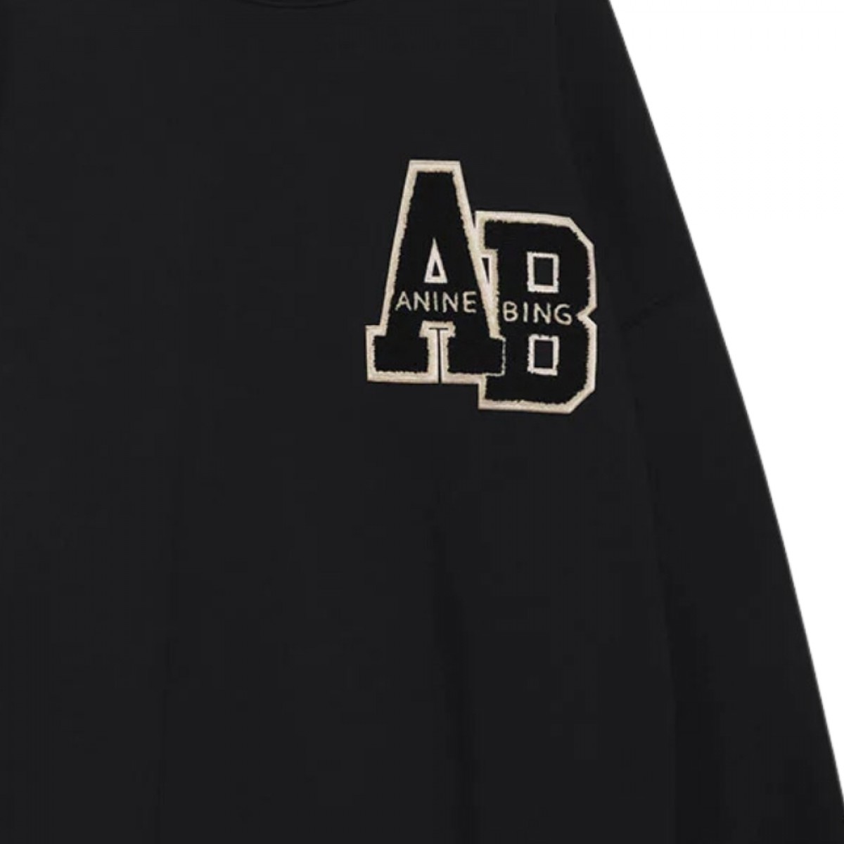 anine bing miles sweatshirt letteman - black - logo
