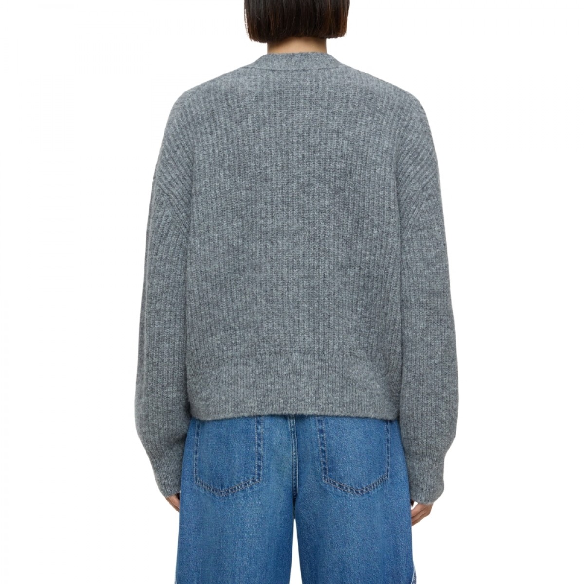 closed cardigan - heather grey melange - ryg