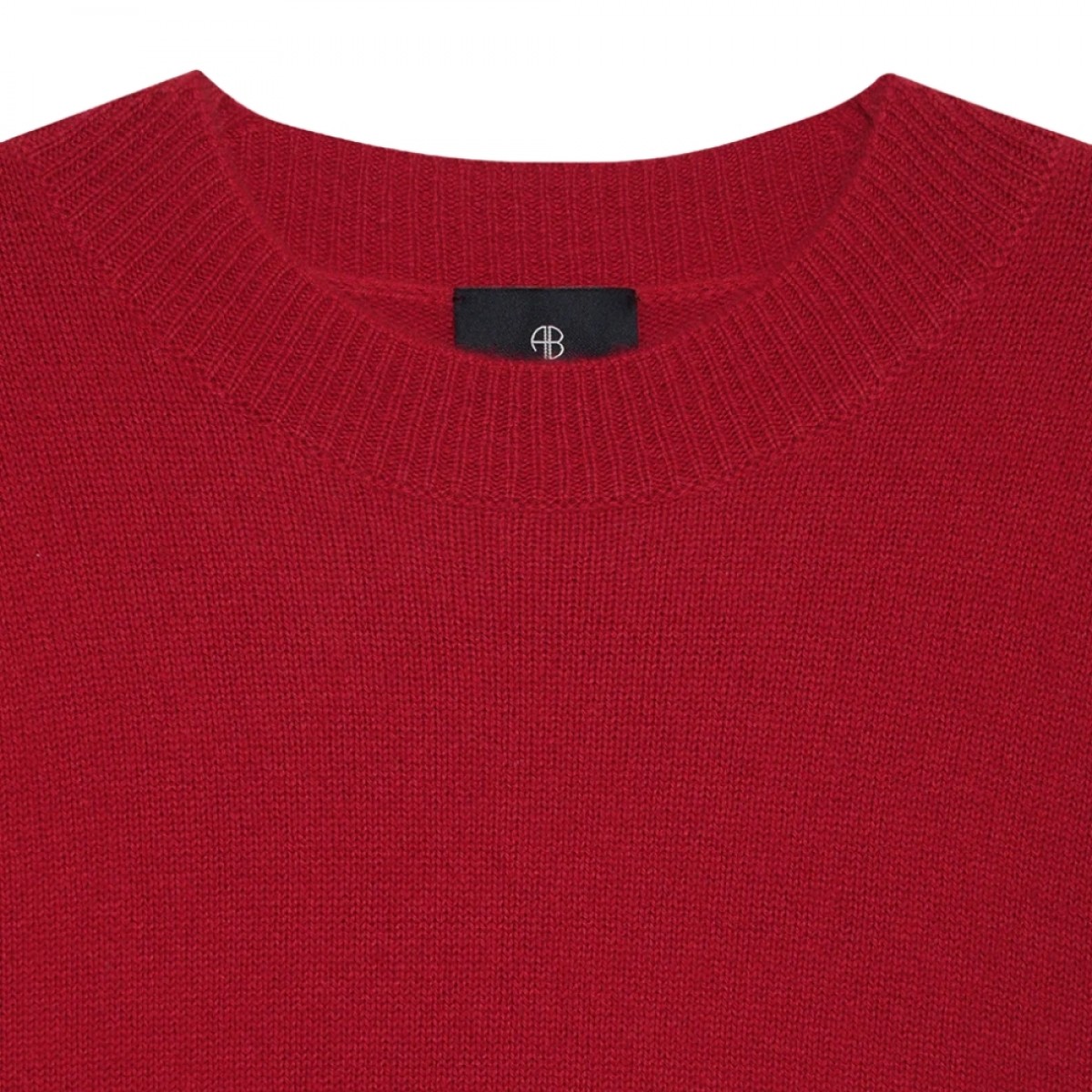 anine bing lee crew sweater - scarlet red - hals