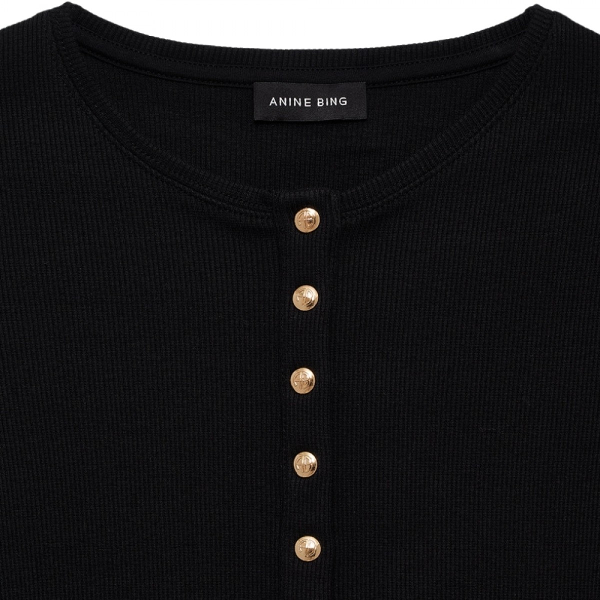 anine bing alessia tee- black - knapper