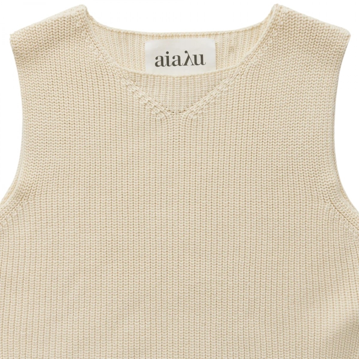ena knitted top - ecru - logo