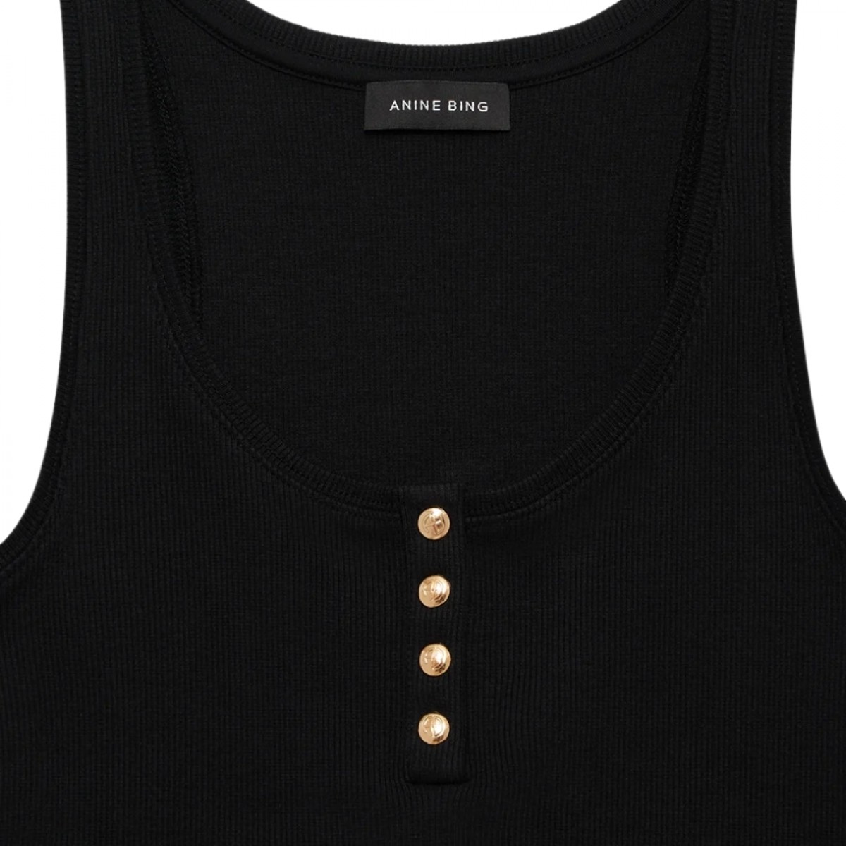 anine bing alessia tank - black - knapper