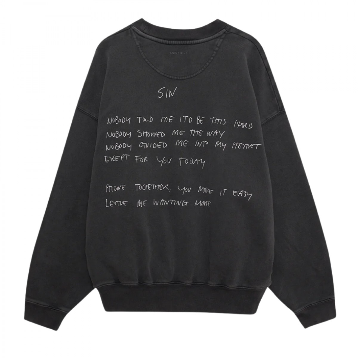anine bing jaci sweatshirt lyrics - washed black - ryg