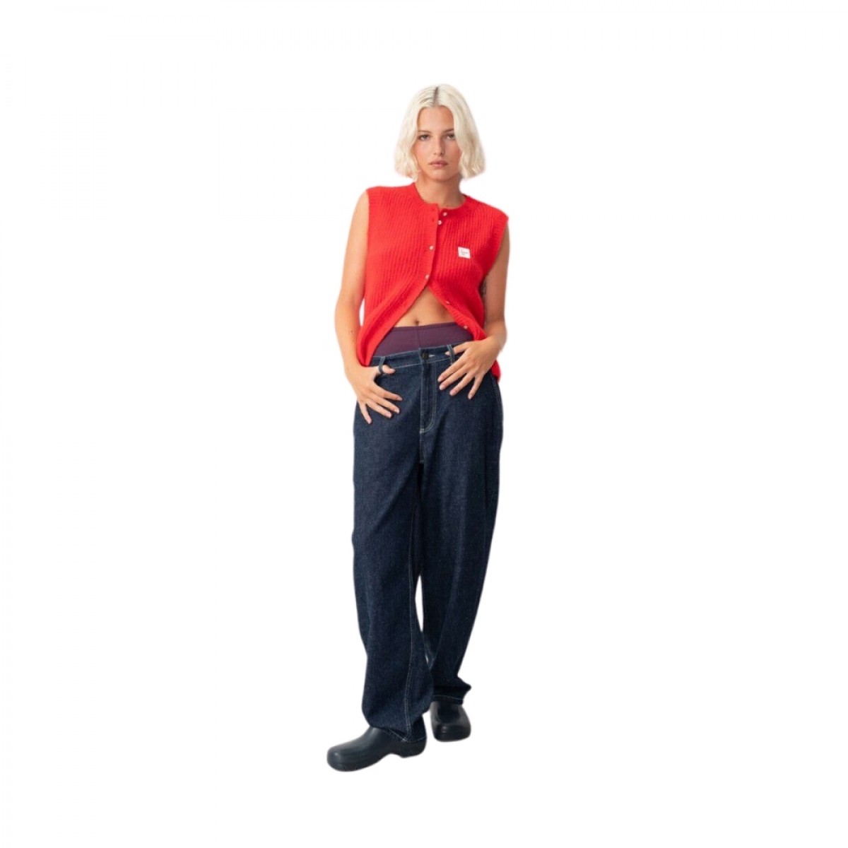 women's gilets east - chili pepper melange - look