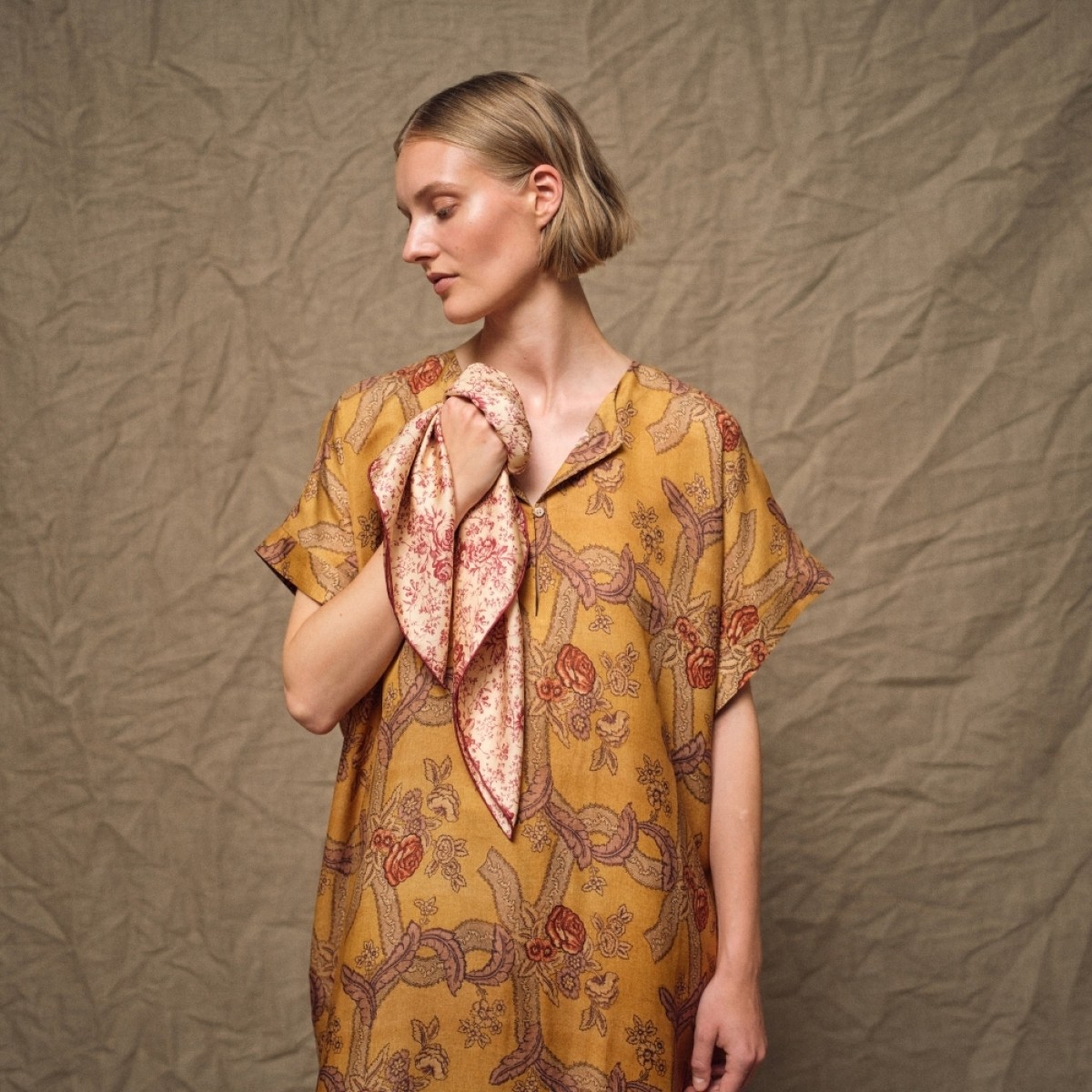 clara silk dress - yellow - look
