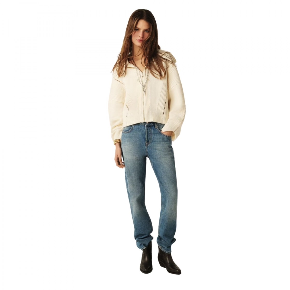 cardigan prince - ecru - model front