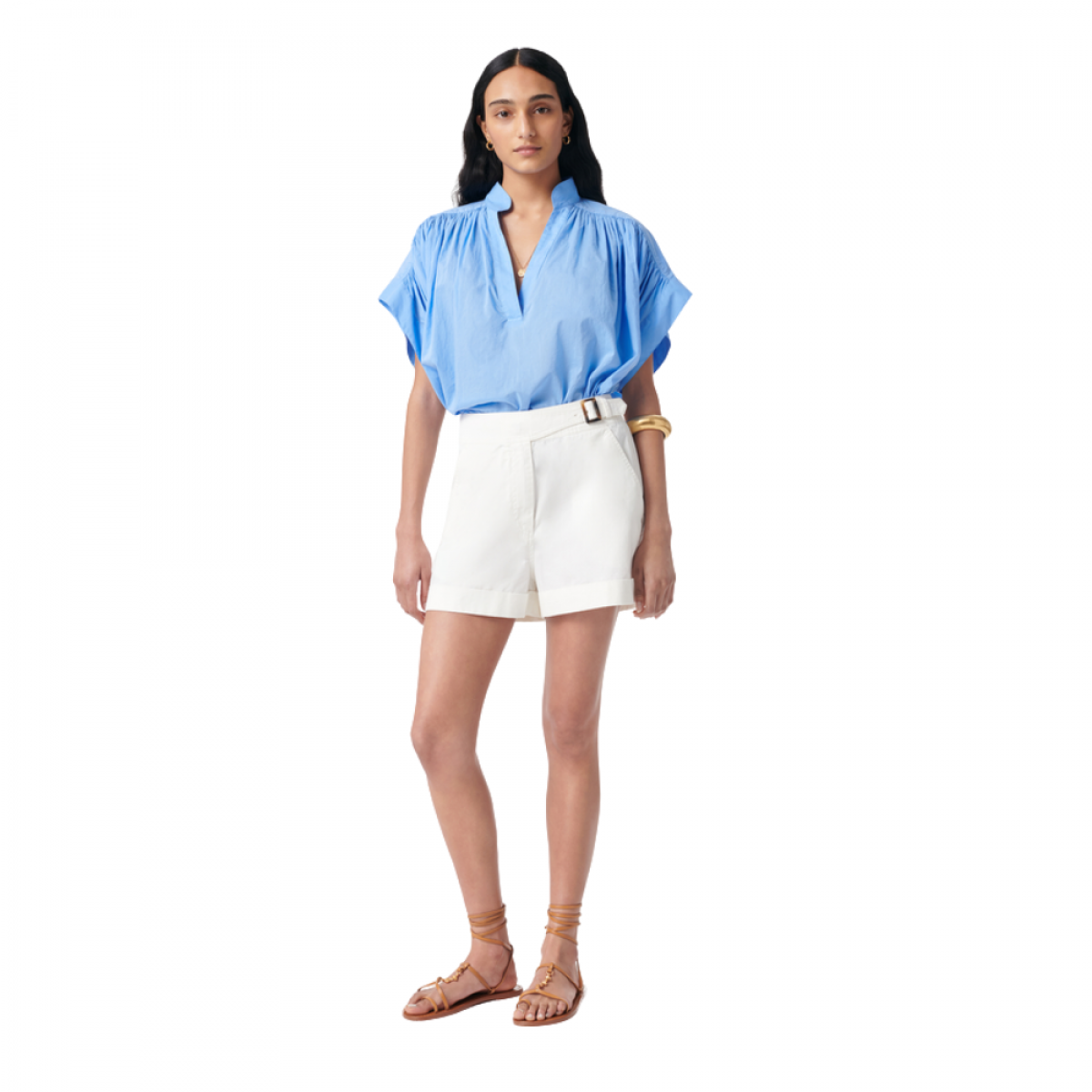 cory blouse - bleuet - model front