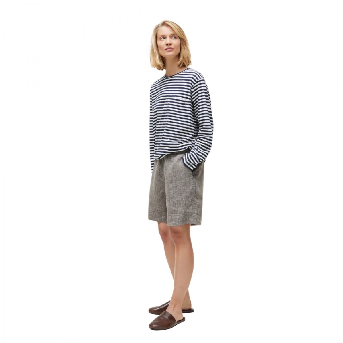 shorts long linen - brown