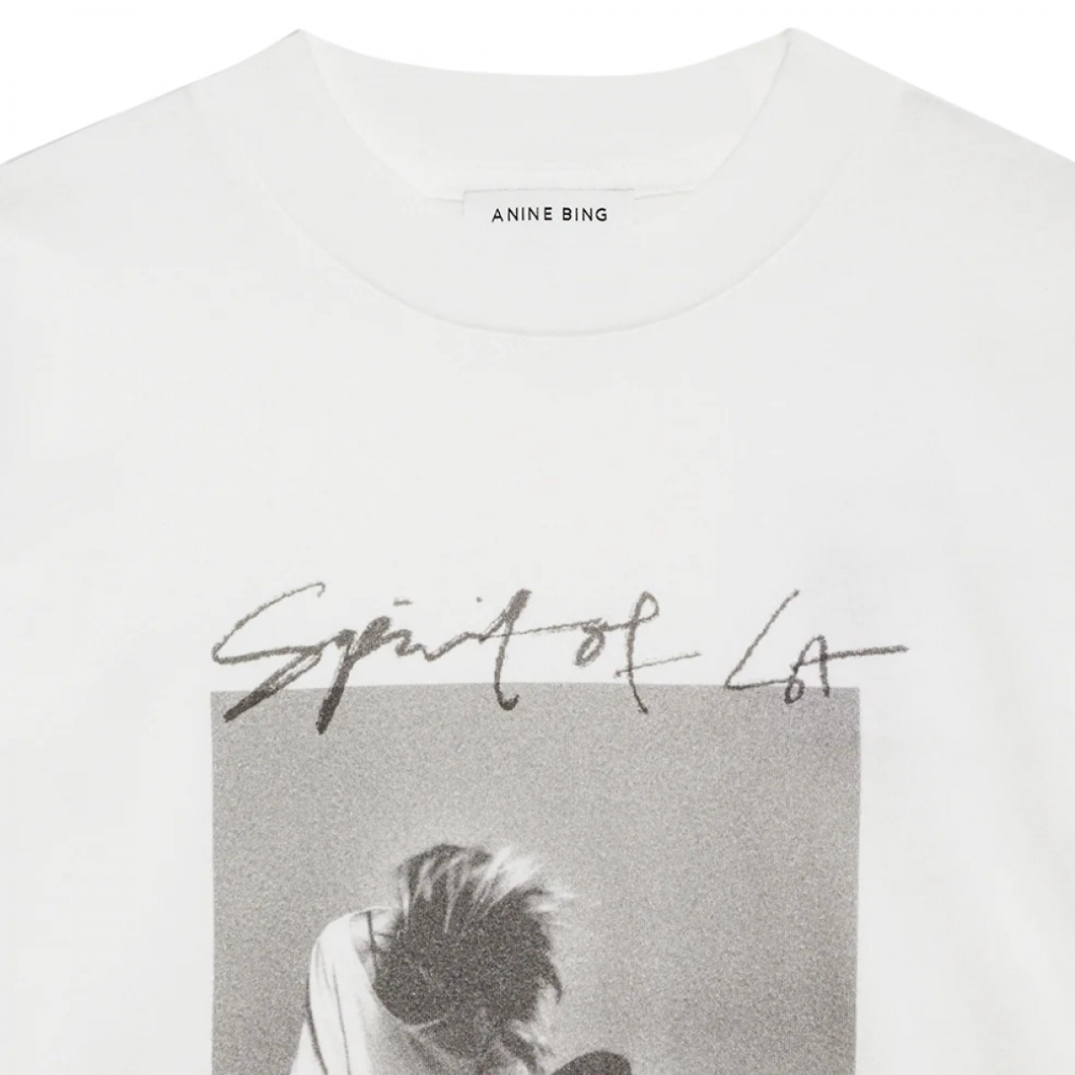 anine bing ashton tee spirit - ivory - print