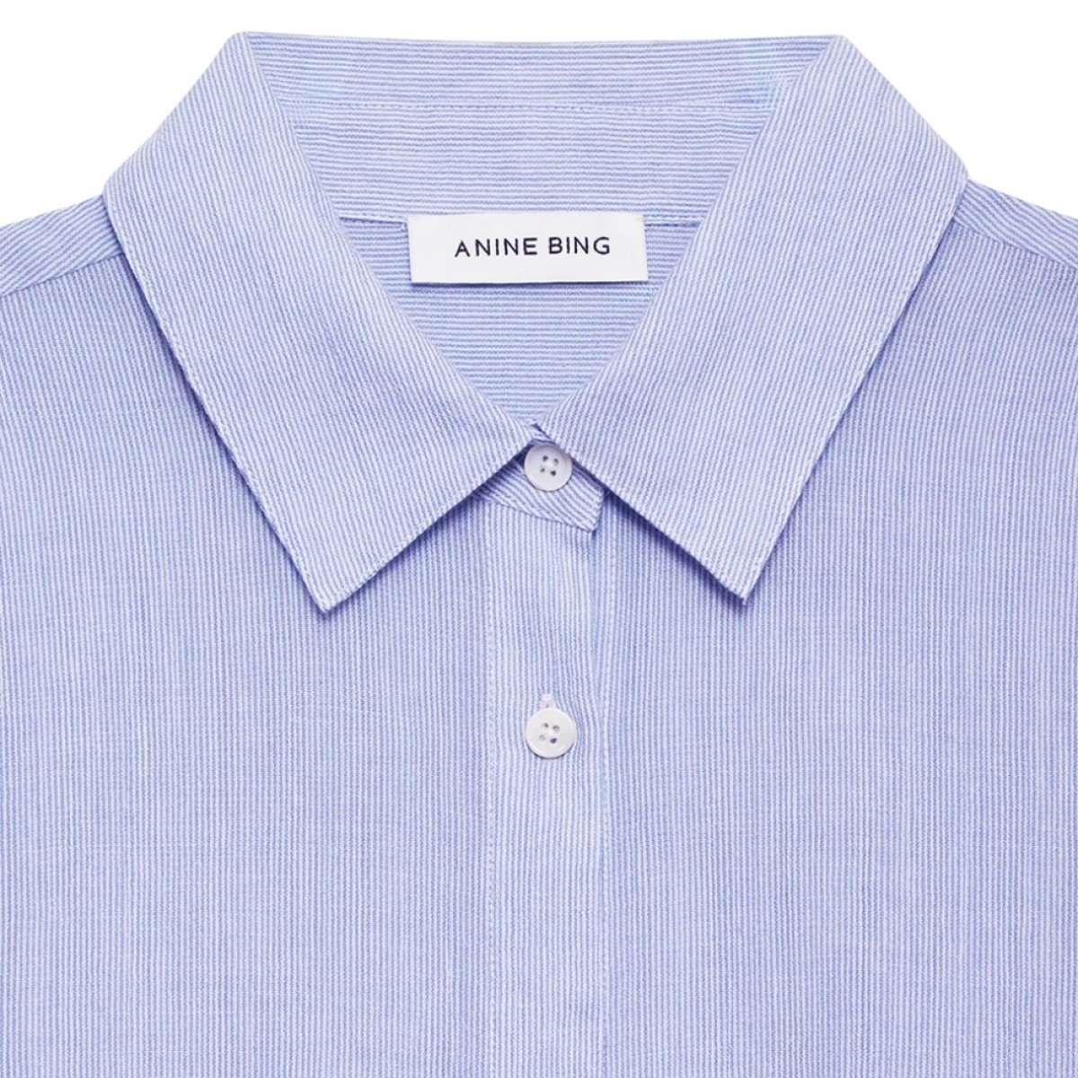 anine bing plaza shirt - blue and white mini stripe - krave 