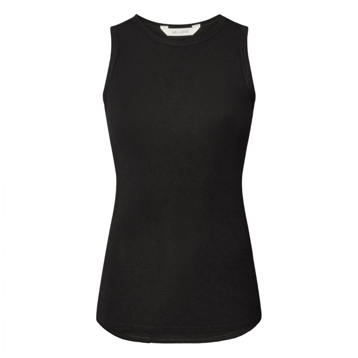 alberte cotton rib top - black - front